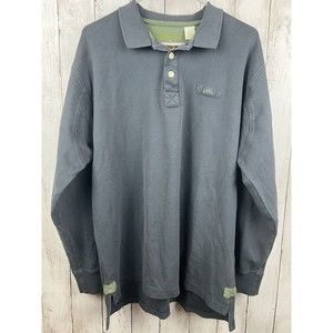 Orvis Signature Knit Long Sleeve Polo Mens Large Dark Navy Blue Performance UPF